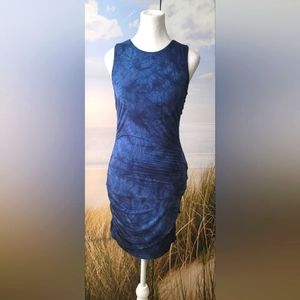 Gypsy Shirred Tie Dye Lace Up Sleveless Bodycon Dress